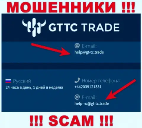 GT TC Trade - это ЖУЛИКИ ! Данный адрес электронного ящика представлен на их официальном веб-портале