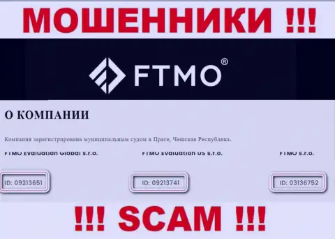 Компания FTMO показала свой рег. номер на официальном web-сайте - 09213741