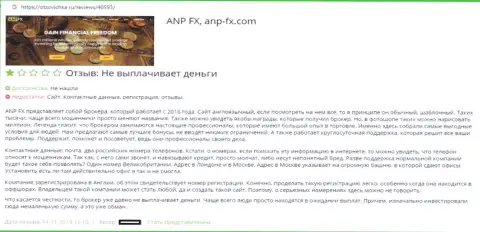 Детальная схема мошенничества ФОРЕКС дилинговой компании ANP-FX Com в отзыве форекс трейдера