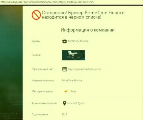 Компанию Prime Time Finance вносят в черный список форекс-дилинговых организаций - это РАЗВОДНЯК !!!