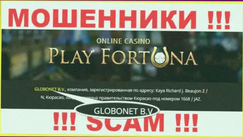Информация о юр. лице Play Fortuna, ими оказалась контора ГЛОБОНЕТ Б.В.