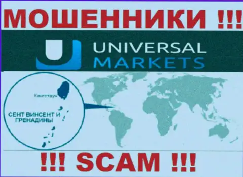 Компания Universal Markets зарегистрирована довольно-таки далеко от своих клиентов на территории St. Vincent and Grenadines