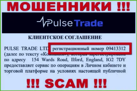 Номер регистрации Pulse Trade - 09413312 от воровства вложенных денежных средств не сбережет