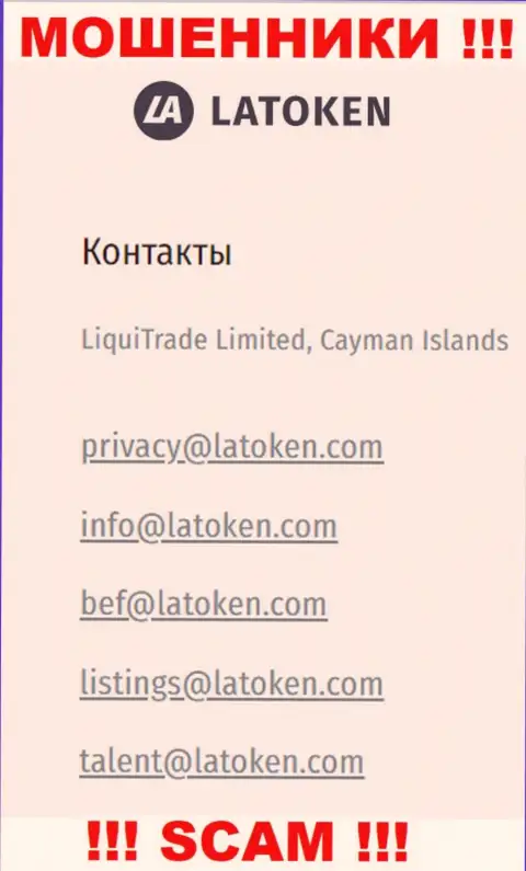Электронная почта мошенников Latoken, предложенная на их сервисе, не пишите, все равно сольют