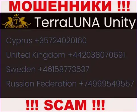 Вызов от internet мошенников TerraLuna Unity можно ожидать с любого номера, их у них масса