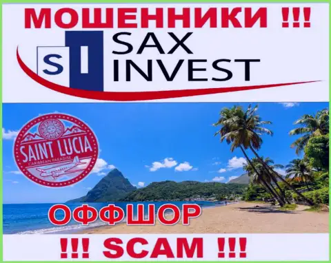Т.к. Sax Invest пустили свои корни на территории Saint Lucia, присвоенные средства от них не вернуть