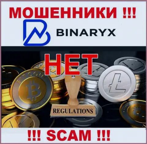 На сайте воров Binaryx Com нет информации о регуляторе - его просто нет