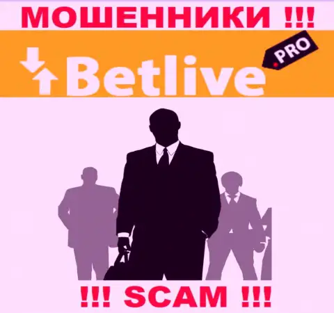В организации BetLive Pro скрывают лица своих руководящих лиц - на официальном web-ресурсе инфы нет