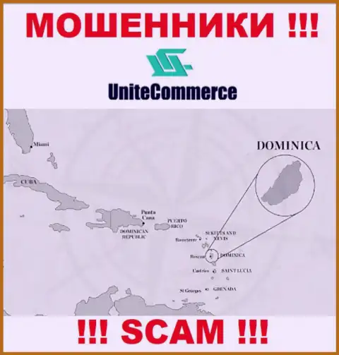 Unite Commerce базируются в оффшорной зоне, на территории - Commonwealth of Dominica