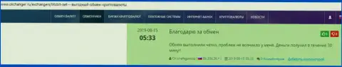 Высказывания в адрес online обменника BTC Bit, опубликованные на ресурсе okchanger ru