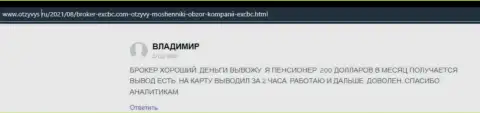 Комплиментарный отзыв игрока ЕХ Брокерс, касательно работы форекс организации, опубликованный на web-портале otzyvys ru