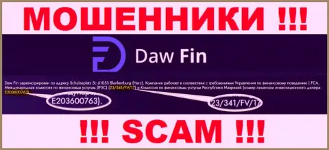 Номер лицензии Daw Fin, на их ресурсе, не сумеет помочь уберечь ваши финансовые средства от слива