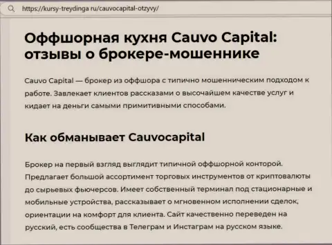 Cauvo Capital - РАЗВОДИЛЫ !!! обзорная статья с фактами незаконных комбинаций