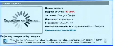 Возраст домена ФОРЕКС конторы Сварга, согласно справочной информации, полученной на web-сайте doverievseti rf
